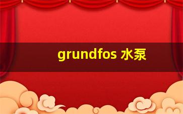 grundfos 水泵